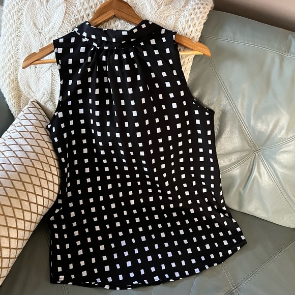 MUD PIE Feminine CLASSY Sleeveless GEOMETRIC Pretty Bow BLOUSE Top SHIRT S - Picture 9 of 15